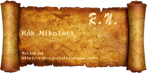 Rák Nikolett névjegykártya